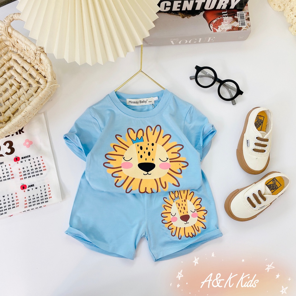 Bộ cộc tay, in hình cute, thun lạnh minky loại 1 chất vài mát cho bé trai bé gái M56