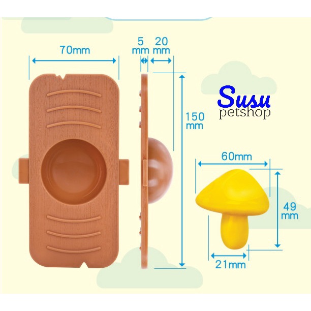 Bập bênh hình Nấm , Võng chiếc lá cho Hamster - OC49