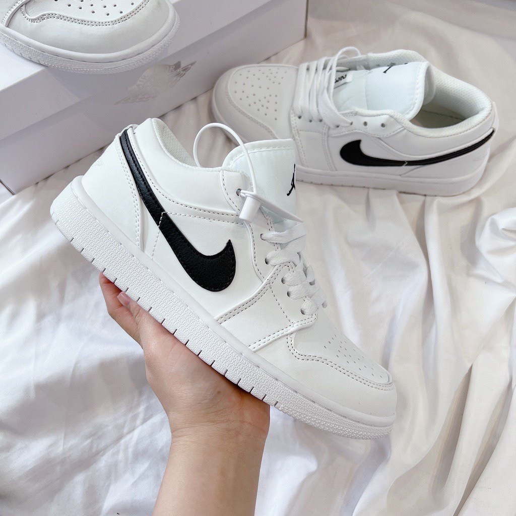Giày Air Jordan 1 Low White and Black - Giày Sneaker Jordan Viền Đen Nam Nữ Thể Thao Cổ Thấp Cao Cấp Full box + Bill