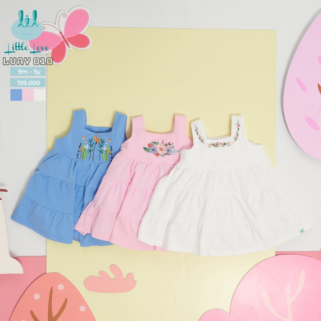 [CHÍNH HÃNG] Váy trẻ em sát nách 3 tầng thêu hoa LVAY010 Little Love