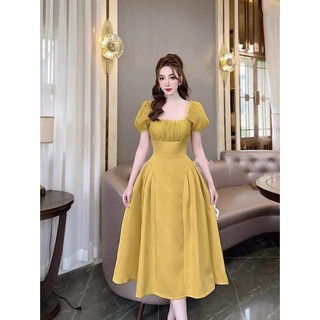 Đầm váy xòe xếp ly ngực tay phồng [Có Mút, Có Lót] Với tôn màu sang trọng dành cho các nàng đi tiệc