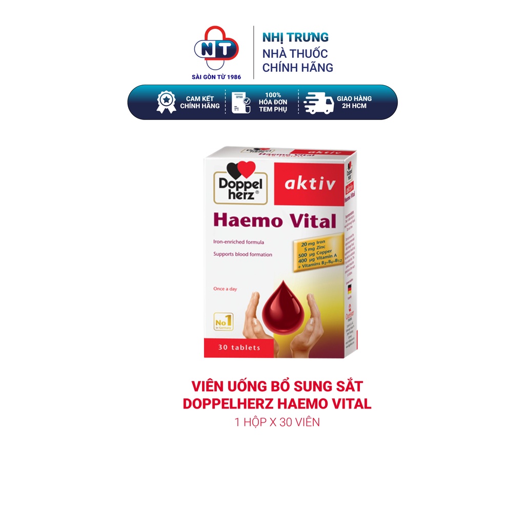 Viên uống bổ sung Sắt Doppelherz Haemo Vital hộp 30 viên