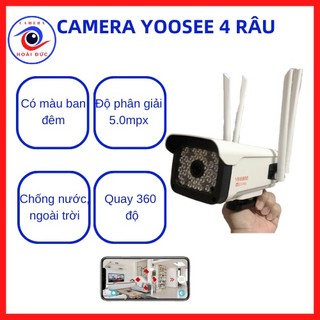 Camera Yoosee Ngoài trời quay 360, 4 râu, có màu ban đêm, camera 5.0 Mpx, đàm thoại hai chiều
