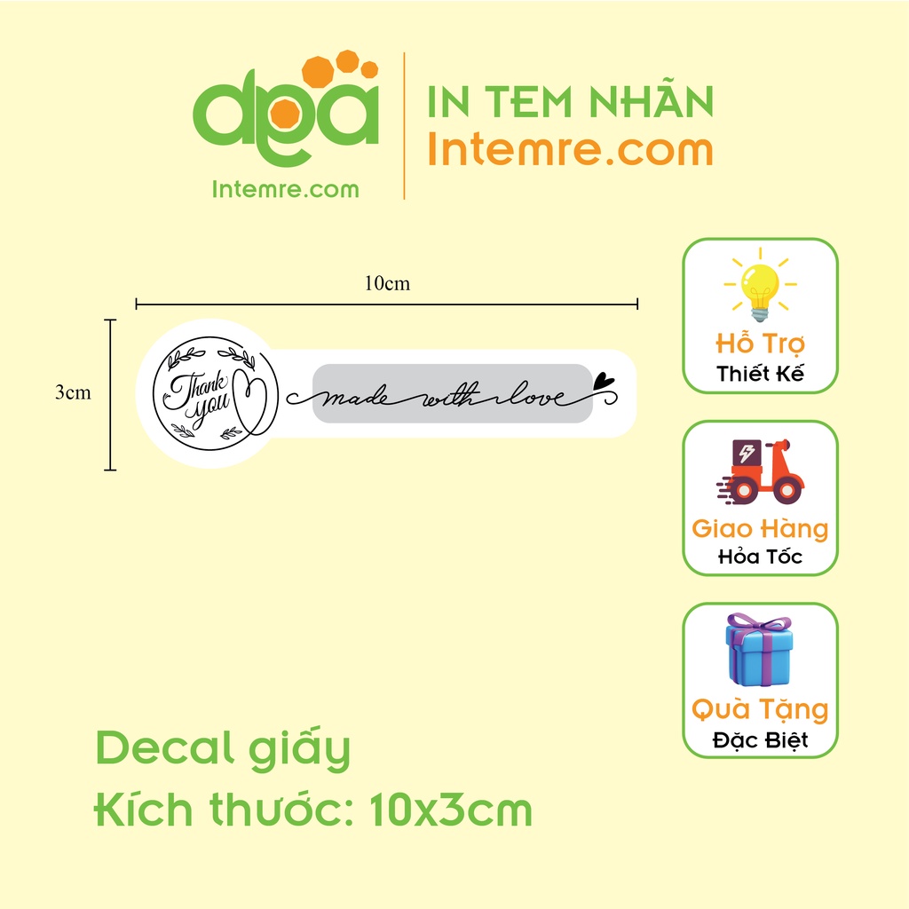 Sẳn 34 Tem Nhãn Giấy Kraft, Craft, Da Bò Decan Dán Intemre.com Niêm Phong Thank You Kt:10x3cm