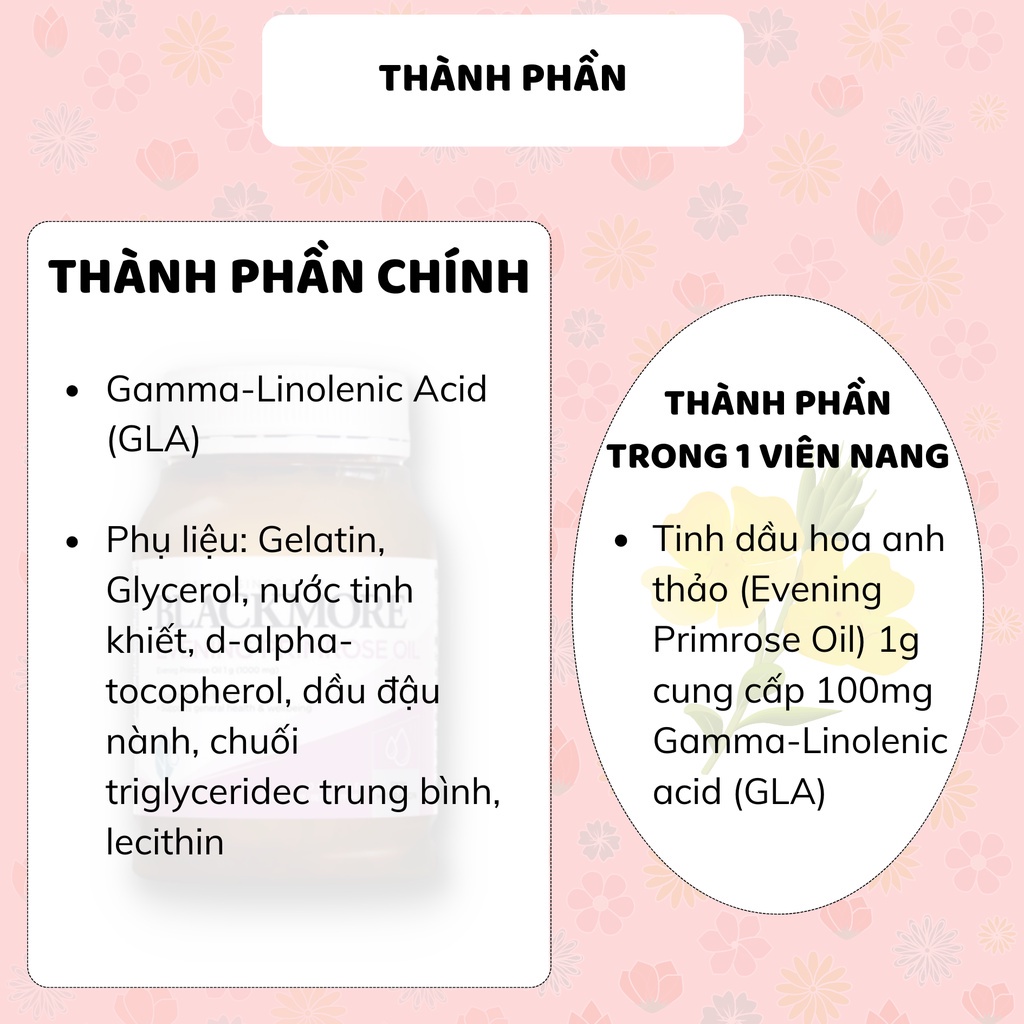 Tinh dầu hoa anh thảo Blackmore Evening Primrose Oil 1000 đẹp da – 190 viên, cân bằng nội tiết tố
