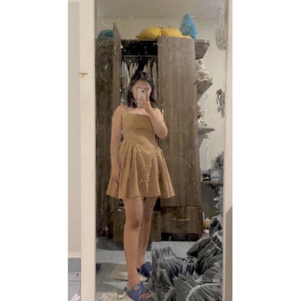 Đầm Hai Dây Xoè Nhúng Eo Cá Tính Kèm Ảnh Thật  CC032