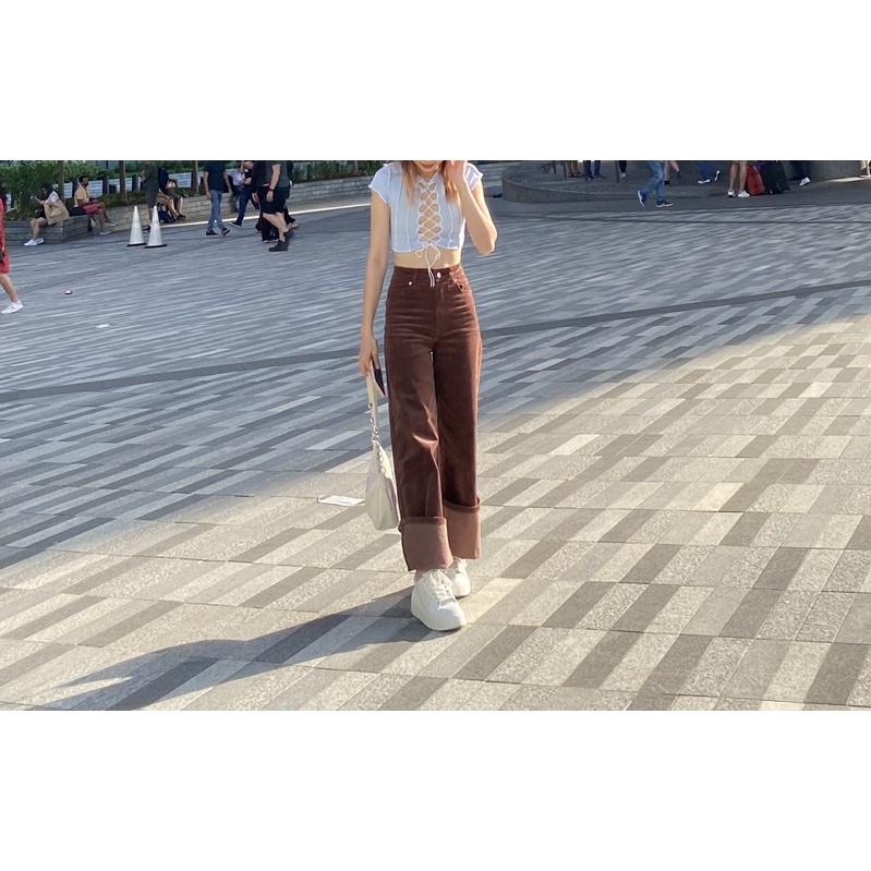 Quần nâu ống đứng H&M eo 58-62