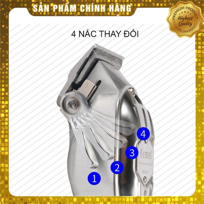Tông Đơ Cắt Tóc Chuyên Nghiệp Kemei 1977-1976 pin  2500mAh - Máy Cắt Tóc Salon