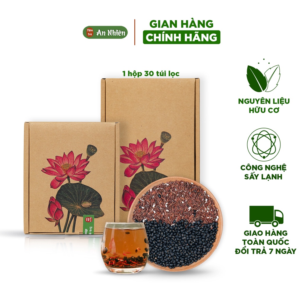 Trà gạo lứt đậu đen An Nhiên gạo lứt huyết rồng đậu đen xanh lòng thanh nhiệt lợi sữa tốt cho mẹ và bé