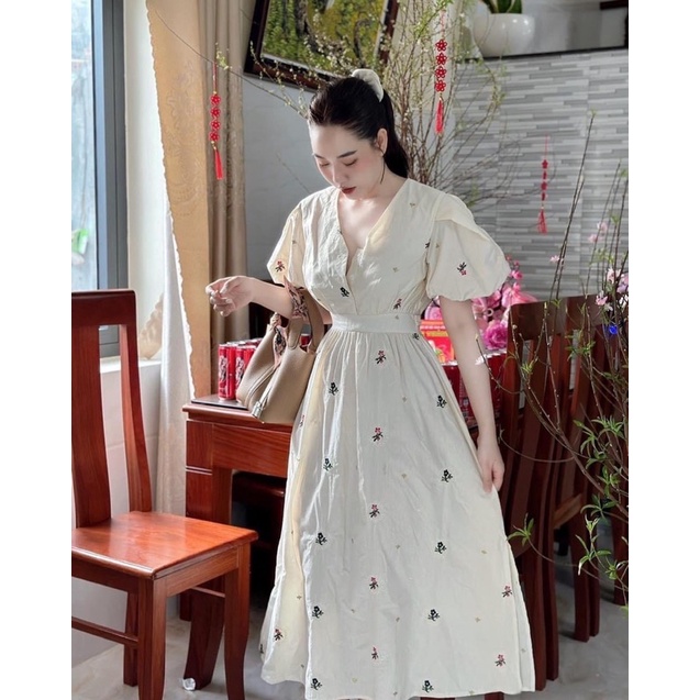 Đầm hoa thuê 2 lớp dáng dài cao cấp