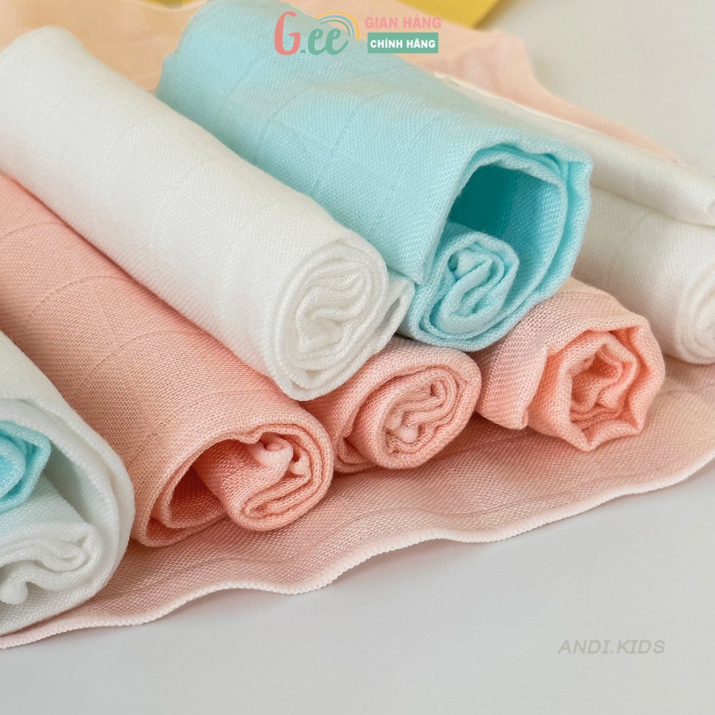 Khăn sữa sợi tre cho bé Gee siêu thấm siêu mềm 2 lớp, Sét 5 khăn xô sữa Bamboo nhiều màu