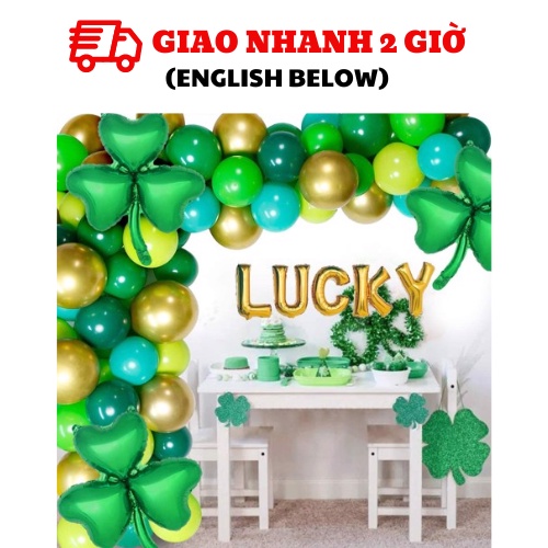 Bộ Bóng Chữ LUCKY, Bóng Cao Su Trang Trí Patrick's Day - LUCKY Letter Balloons, Green Balloons For P
