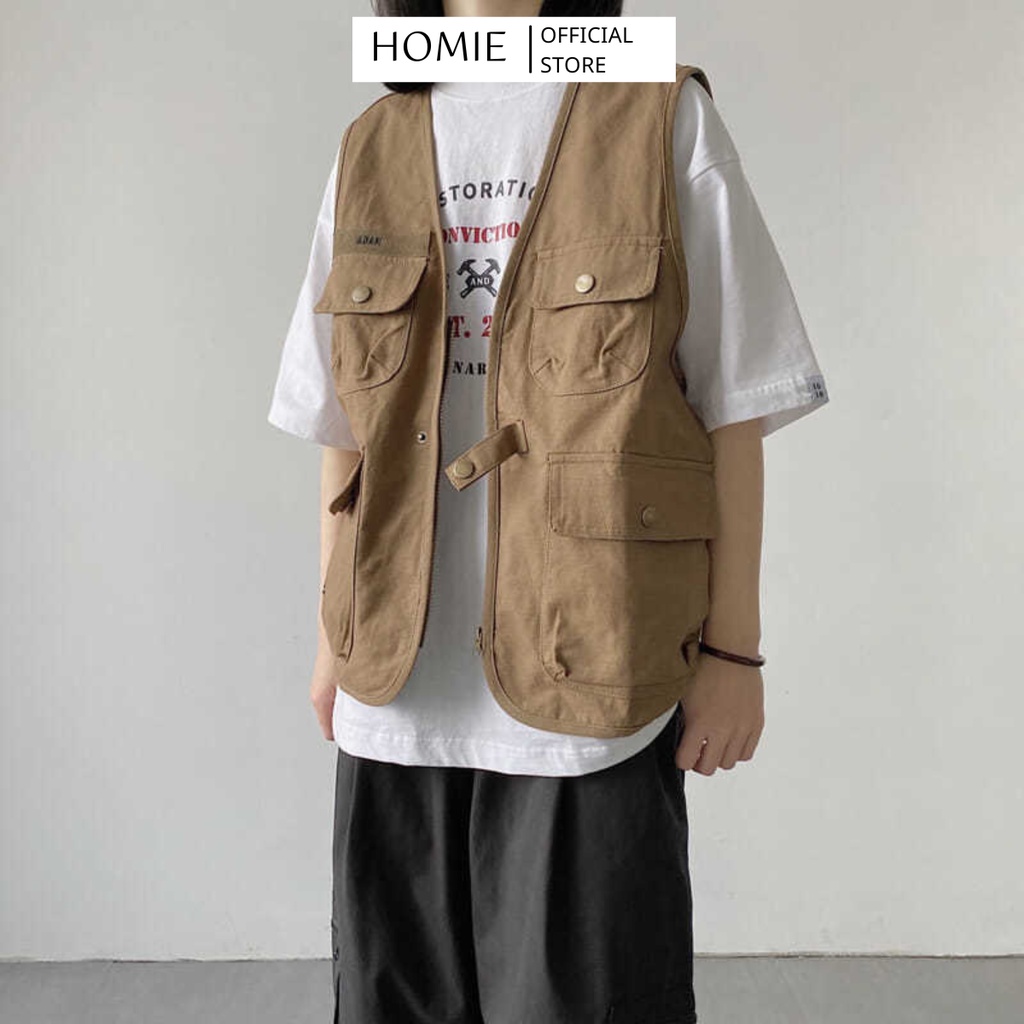 Áo Gile Túi Hộp Phong Cách City Boy :: Áo Khoác Cargo Vintage