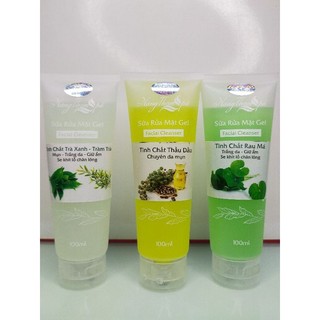Nàng thơm spa sữa rửa mặt gel tình chất thầu dầu,rau má, trà xanh trà tràm tuýp 100ml