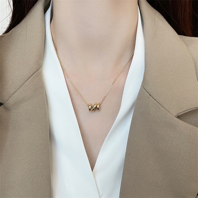 Vòng cổ lượn sóng nhiều lớp màu vàng thiết kế đơn giản cho nữ