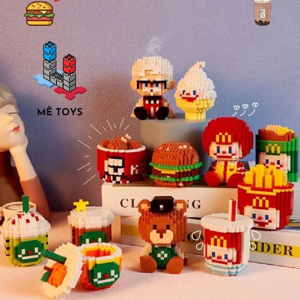 Bộ Đồ chơi Lắp Ráp Đồ Ăn Nhanh Gà Rán - Burger - Trà Sữa Mê Toys