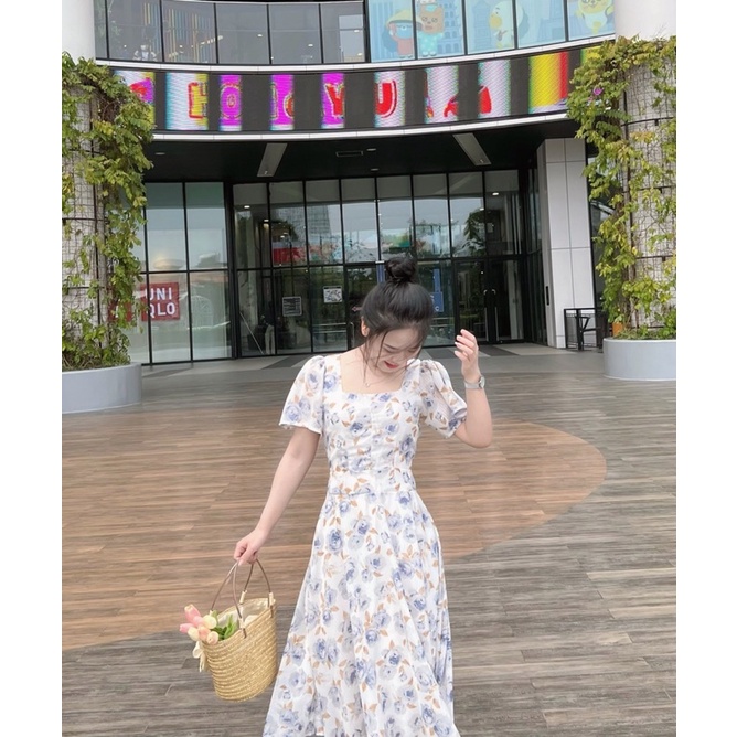 Váy hoa xoè nhẹ dáng dài hàng thiết kế