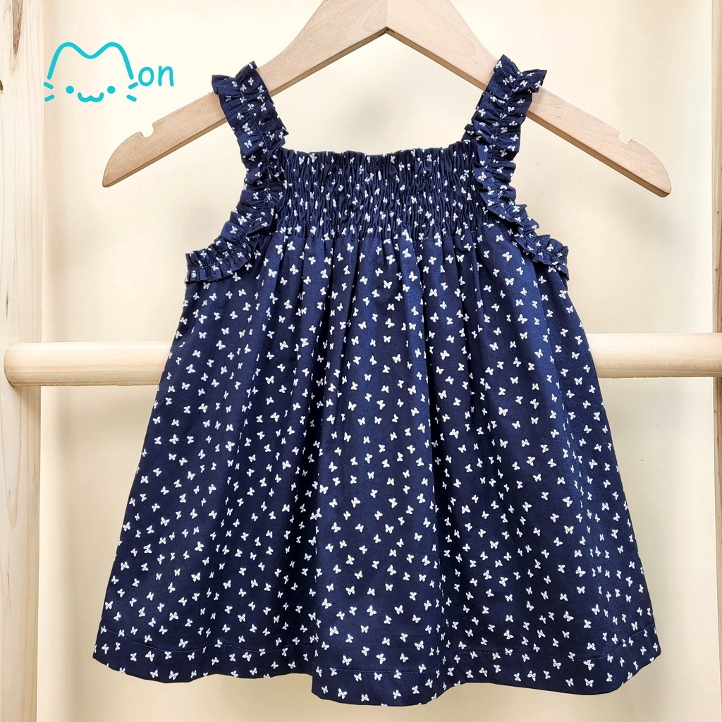 Áo hai dây bé gái hoa nhí chất cotton , váy hè bé gái mặc nhà, đi chơi, đi học cho bé từ 2-6 t MonBabies A2DG23S07