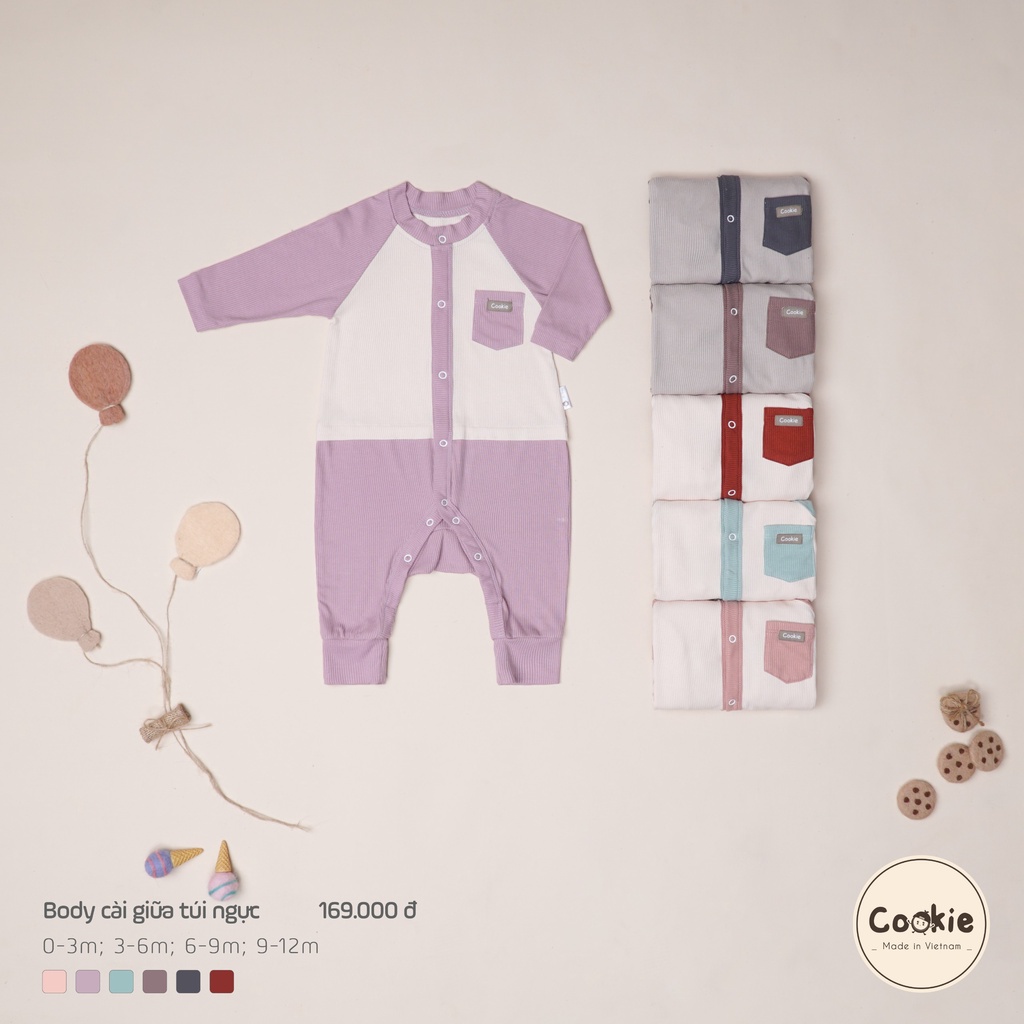 Body cài giữa túi ngực COOKIE cho bé size 0-1y