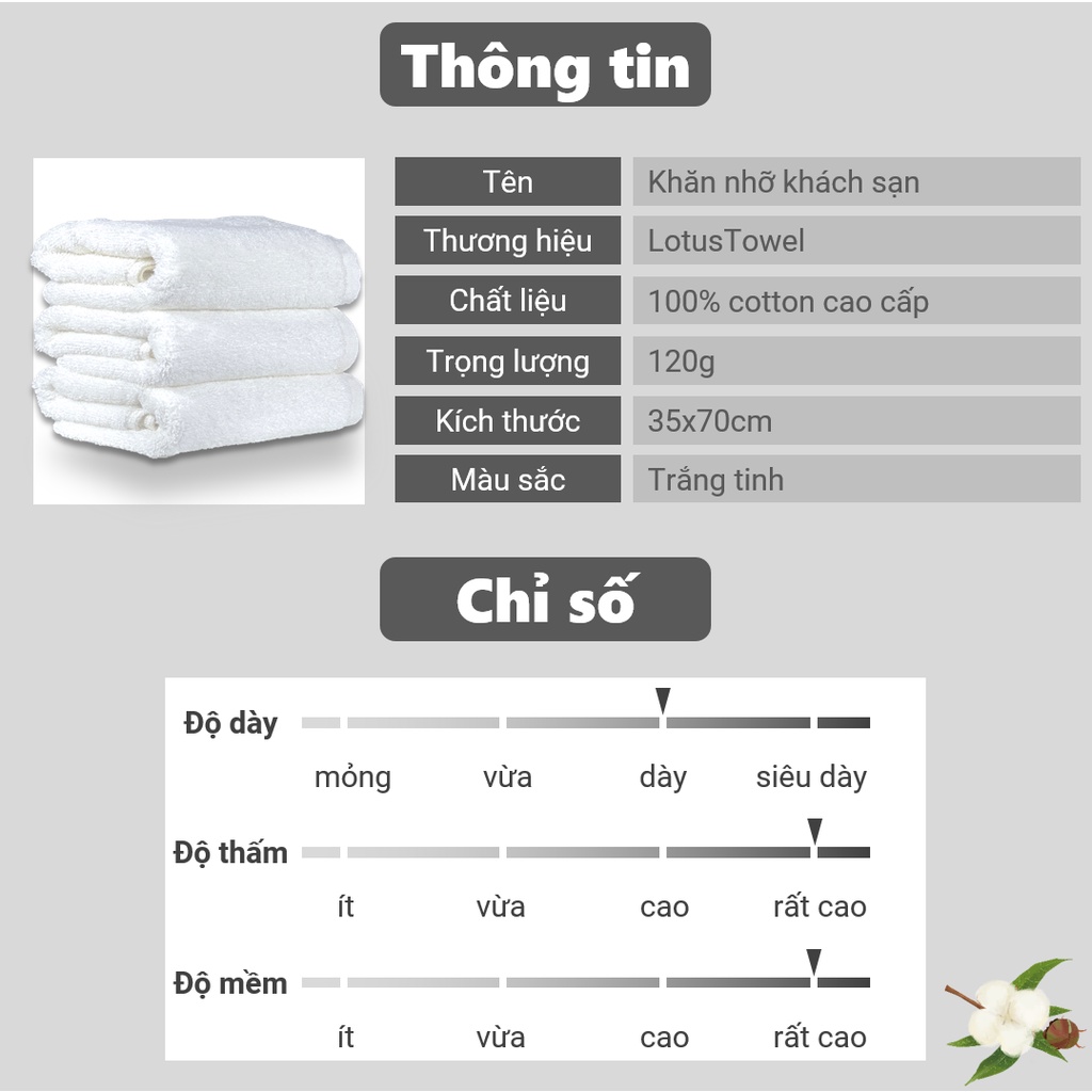 Khăn nhỡ KHÁCH SẠN 35x70cm, 100% COTTON, siêu mềm mịn, thấm hút, dày dặn - LOTUSTOWEL | BigBuy360 - bigbuy360.vn