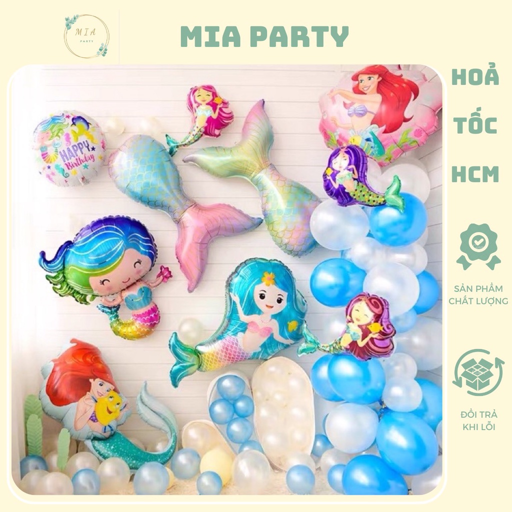 (HCM ship liền) Bong Bóng Chủ Đề Nàng Tiên Cá Bán Lẻ Trang Trí Sinh Nhật Cho Bé Gái MiA Party