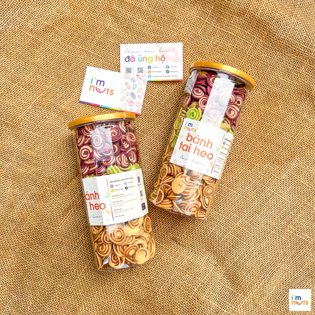 Bánh tai heo nhí tuổi thơ mix 3 vị Cacao, Matcha và Khoai môn - Ăn vặt ImNuts