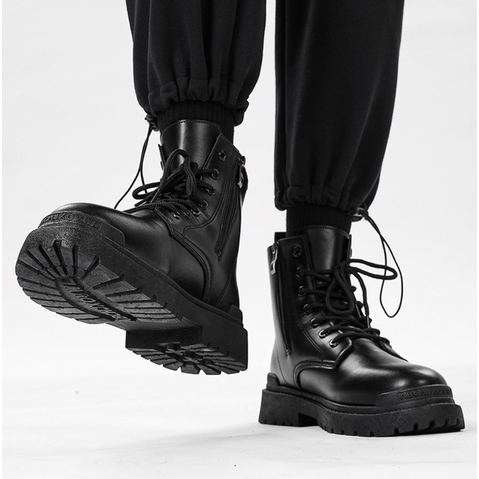 Giày bốt nam combat boot The Jinx khóa zip tăng chiều cao 5 cm phiên bản A008 2024