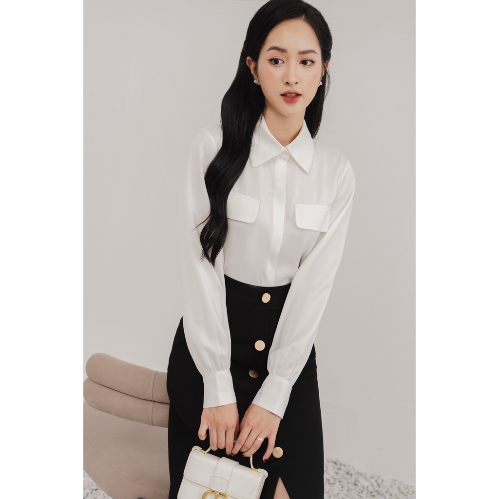 Áo sơ mi cổ đức 2 nắp túi TIINSTORE AHD430