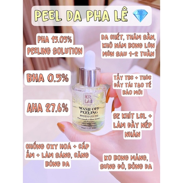 Peel da pha lê krlab 30ml hạn 2026 giúp tái tạo da căng bóng