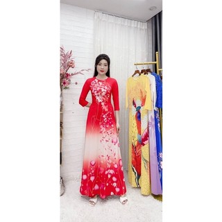 Áo dài nữ may sẵn thiết kế truyền thống đẹp vải lụa mềm mại, co giãn, áo dài giá rẻ