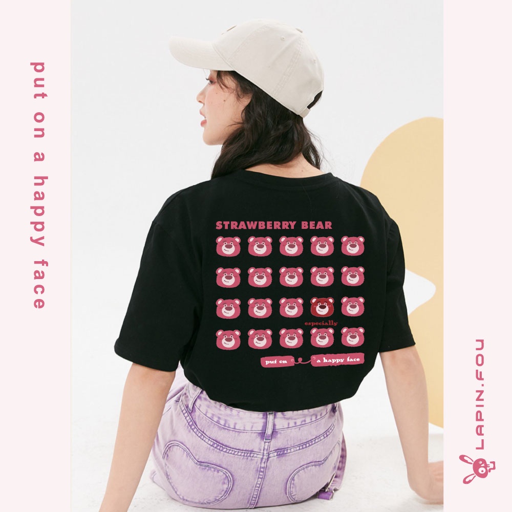Áo Thun Unisex Nam Nữ Local Brand - Lapin.Fou Gấu Dâu Strawberry Bear