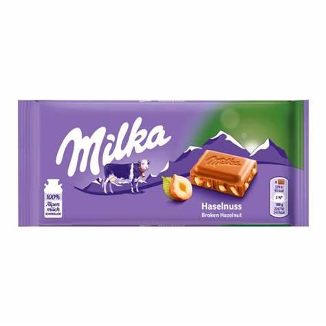 Socola Sữa Hạt Phỉ, Socola Oreo, Bánh que Socola sữa Milk Chocolate with Hazelnuts/Oreo Milka 100g