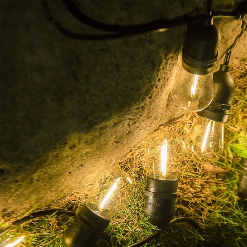 Dây đèn pingpong LÕI ĐỒNG trang trí ngoài trời chống nước đui bóng tròn E27 chống nước, dài 10m / 20 đui