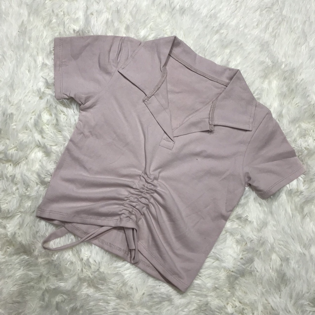 Áo polo nữ dáng ôm tay ngắn mẫu rút dây thời trang trẻ trung cá tình nhiều màu - áo thun nữ croptop