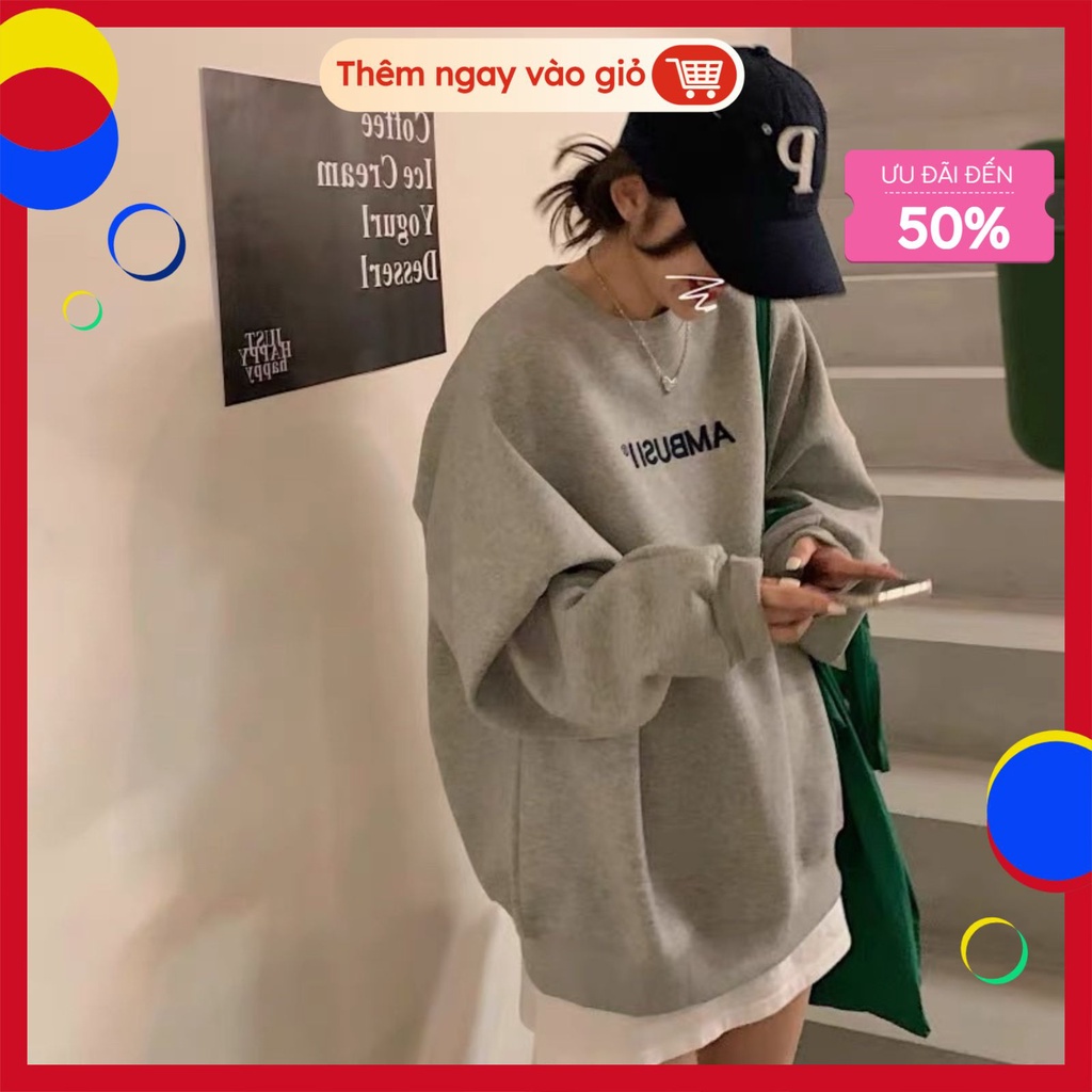 Áo sweater nỉ bông cao cấp, áo khoác cotton Ambusii - thuythuystore1818