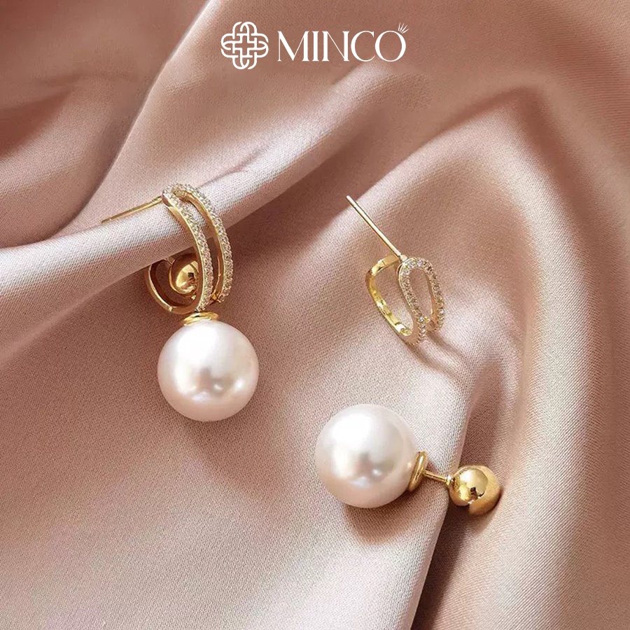 Bông tai nữ ngọc trai nhân tạo Minco Accessories khuyên nữ dự tiệc phụ kiện thời trang sang chảnh BT43