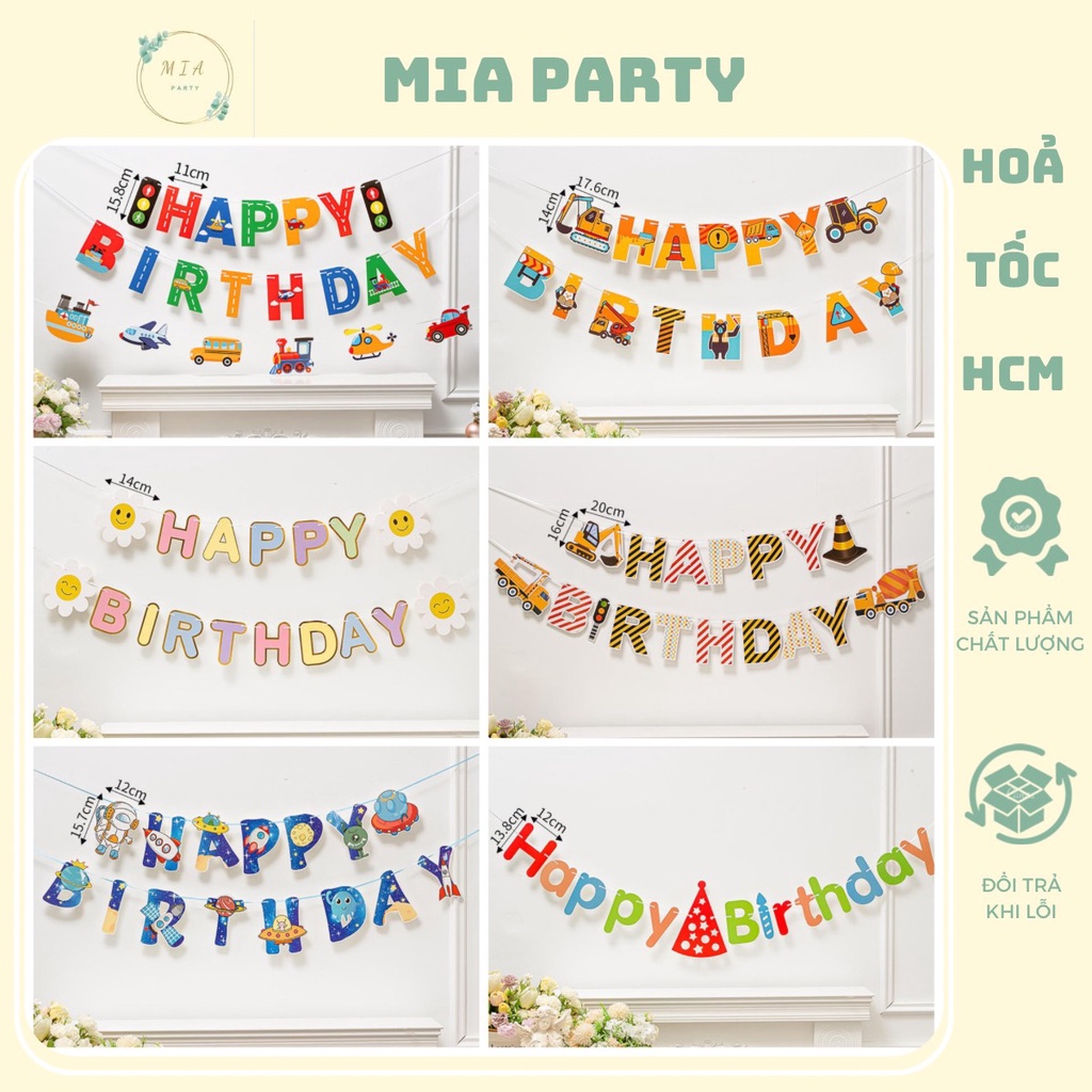 Dây chữ Happy Birthday trang trí sinh nhật, thôi nôi, đầy tháng cho bé