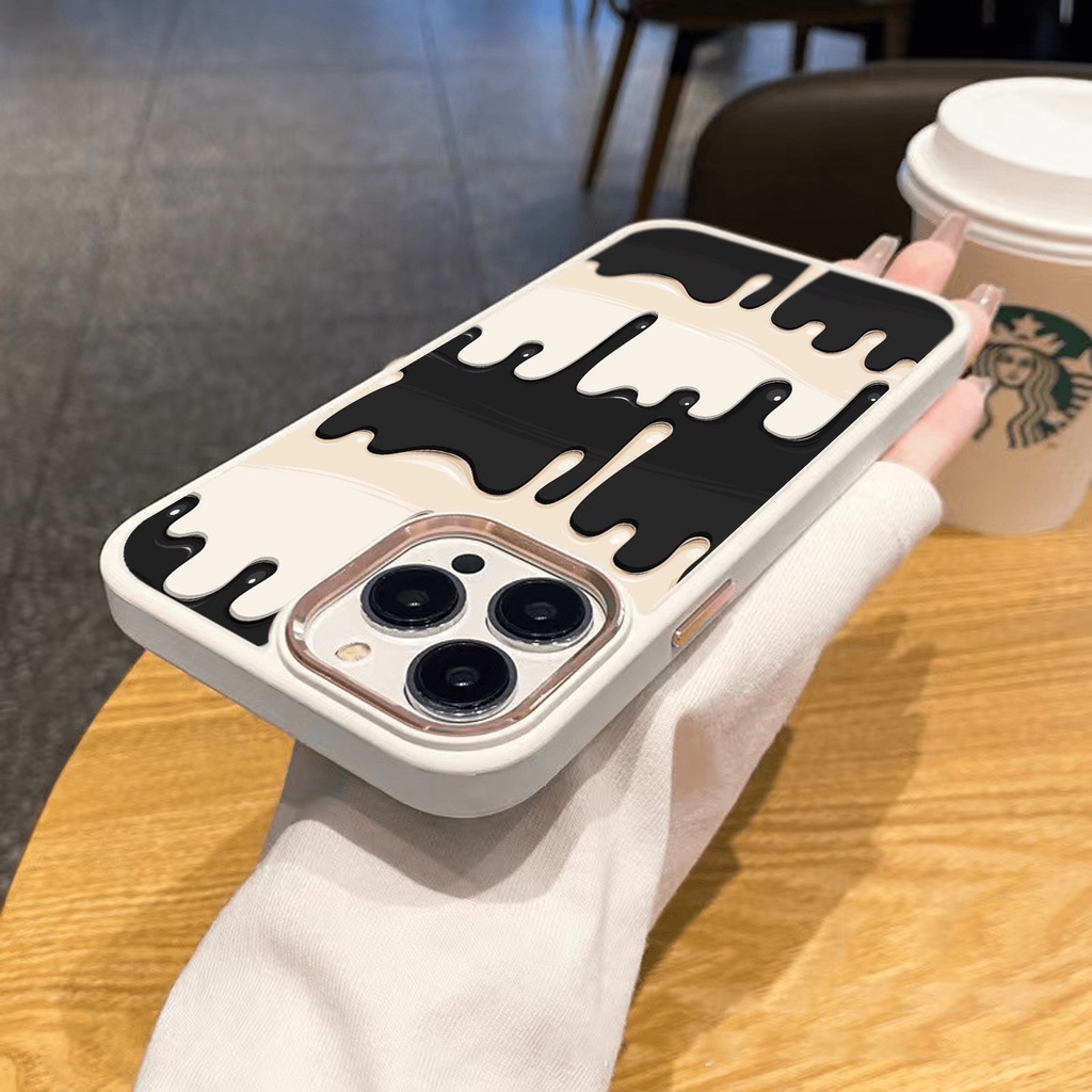 Ốp lưng iphone cạnh vuông camera bạc Kem tan chảy 6/6s/7/8/x/xr/xs/11/12/13/14/pro/max/plus/promax - sg2005