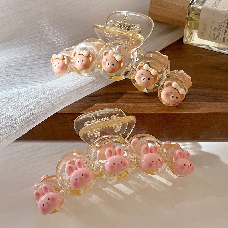 Kẹp Tóc Cuộn Hình Gấu + Thỏ Dễ Thương Phong Cách Hàn Quốc Cho Nữ