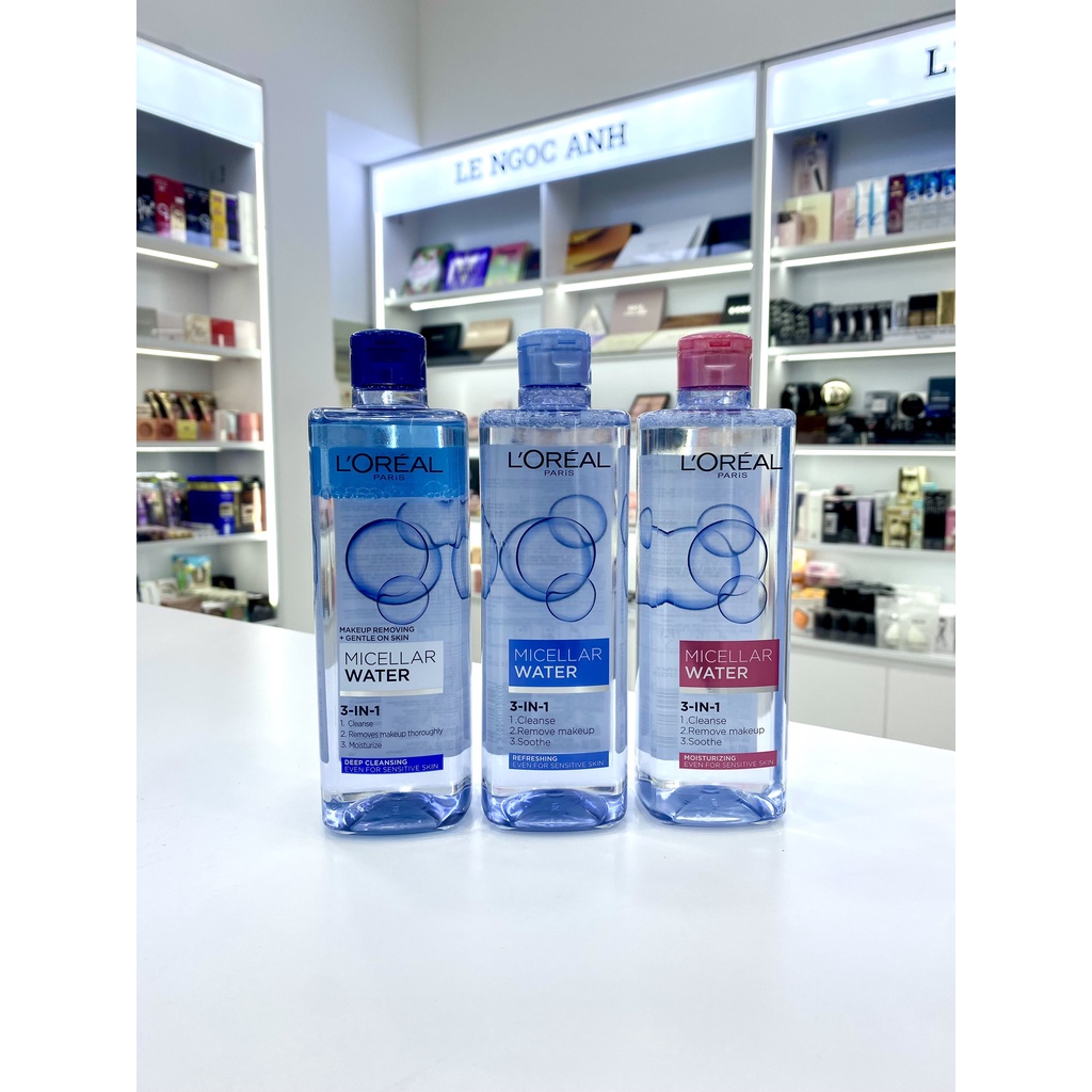 Nước tẩy trang L'Oreal 3in1 Micellar Water Deep Cleansing làm sạch sâu 400ml