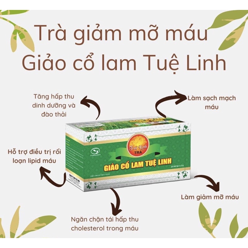 Trà Giảo Cổ Lam Tuê Linh 25 túi lọc_giảm mỡ máu, hỗ trợ điều hoà huyết áp, tim mạch