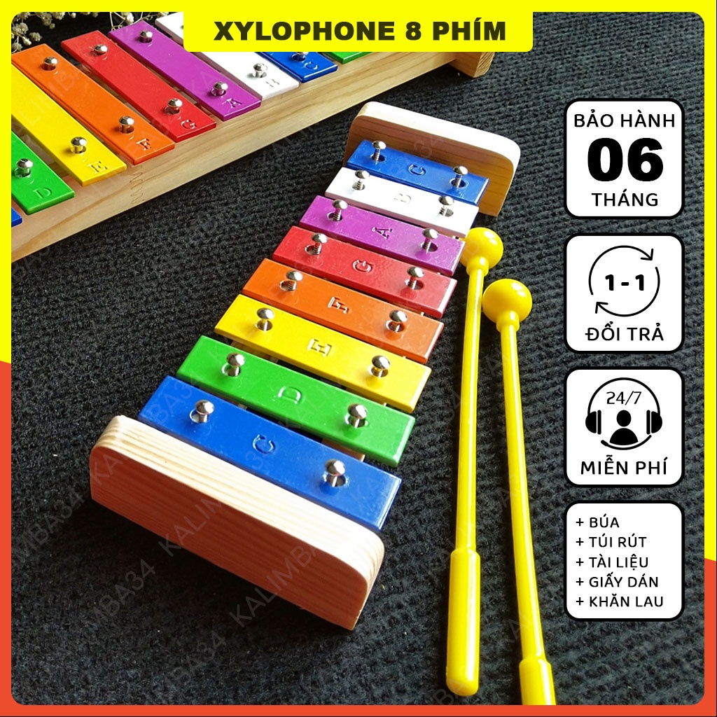 Đàn cho bé Xylophone 8 phím nhiều màu KALIMBA34, đồ chơi giáo dục cho bé làm bằng hợp kim nhôm