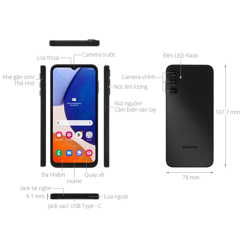Điện thoại Samsung Galaxy A14 5G - Hàng chính hãng, Mới 100%, Bảo hành 12 tháng