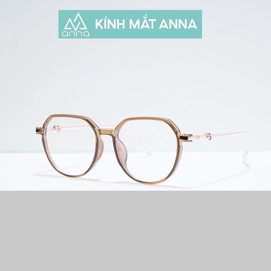 Gọng kính mắt thời trang ANNA nam nữ dáng tròn chất liệu nhựa cốt kim loại cao cấp 280CN022