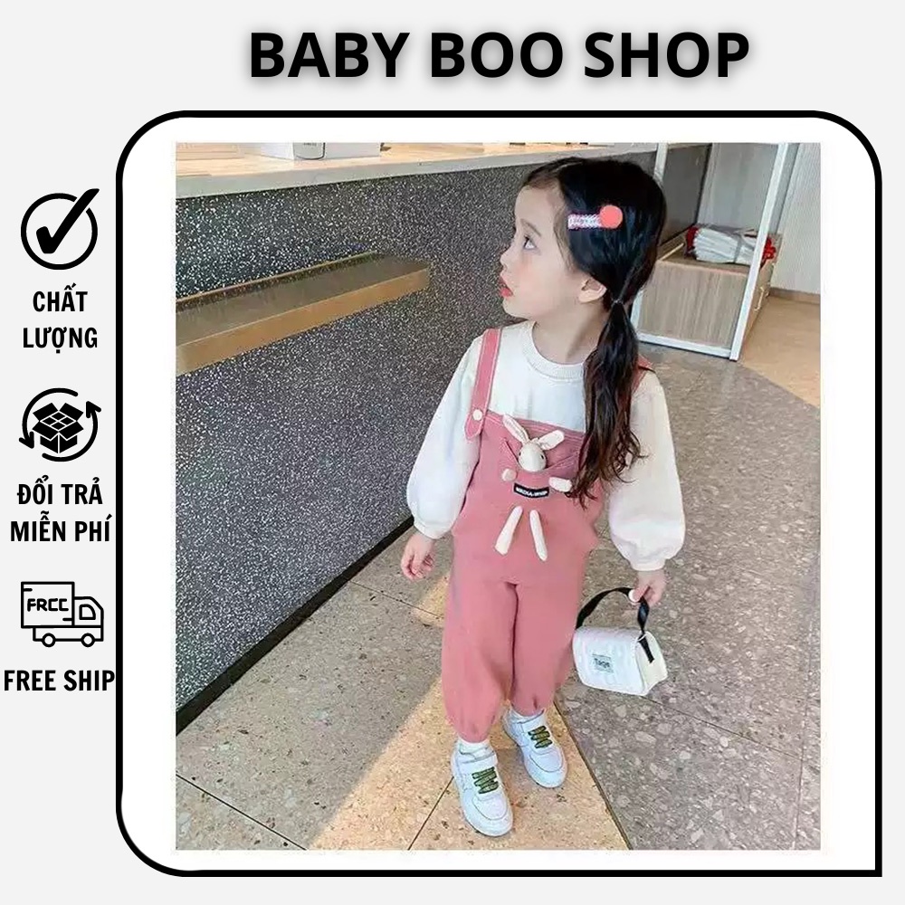 Bộ nỉ thu đông bé gái, bộ thu đông bé gái màu hồng cực xinh, hoạt tiết con thỏ cute BABY BOO SHOP