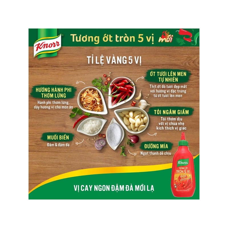 Tương ớt tròn 5 vị cay đậm Knorr chai 450g