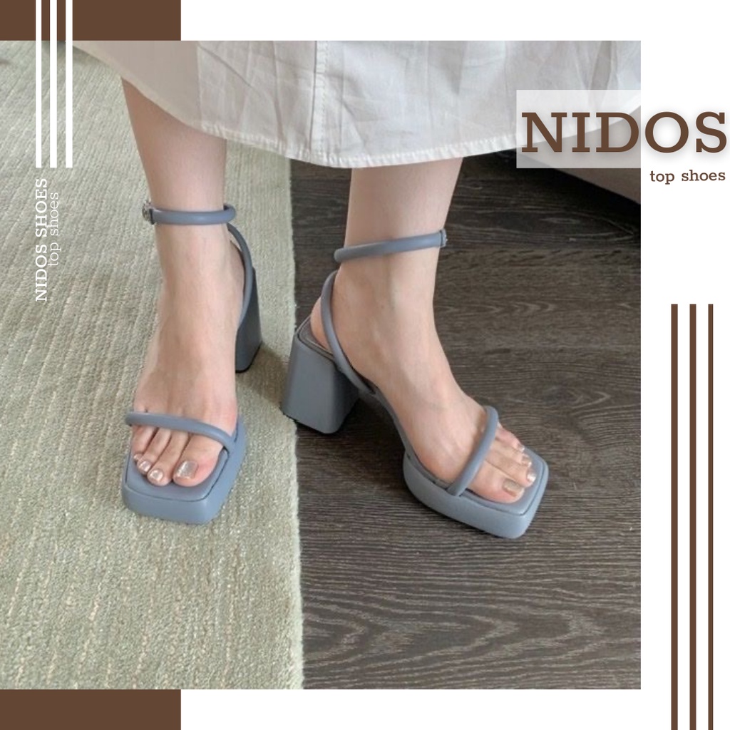 Giày Cao Gót Nữ Đế Vuông Nidos 10cm, Giày Sandal Cao Gót Nữ Siêu Xinh, Siêu Xịn
