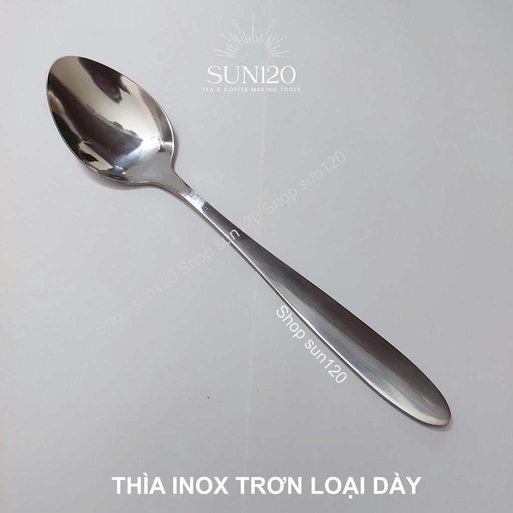 Thìa dĩa inox cán dài dày dặn ăn cơm cháo bít tết QQ trơn sáng bóng
