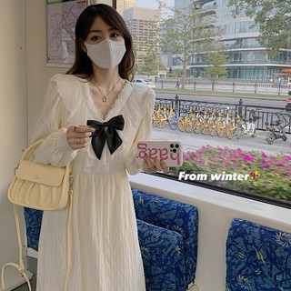 Đầm dài đính nơ tiểu thư