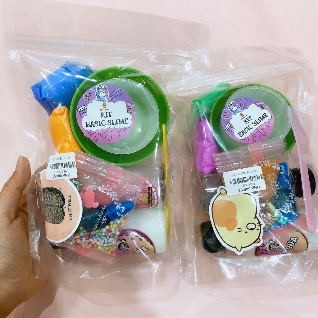 ( DÂU CORNER) Bộ kit slime basic túi zip 120ml + kèm HDSD